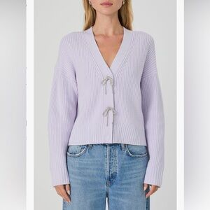French Connection Babysoft Sparkly Bow Cardigan | Lavender | S |